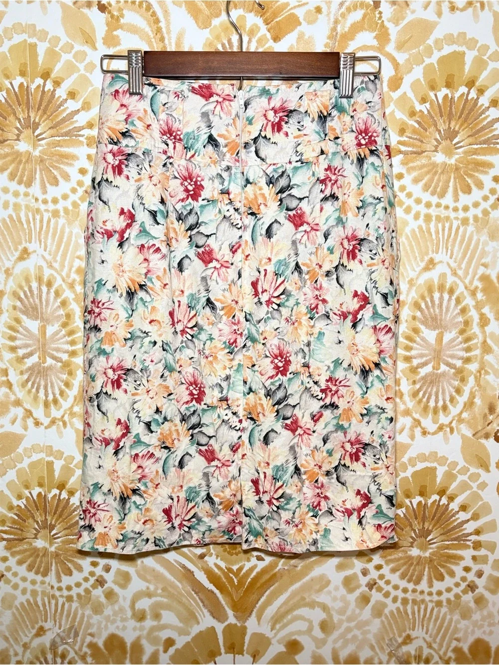 Free People Inspired Floral Pencil Skirt Boho Cottagecore Midi Skirt Romantic XS